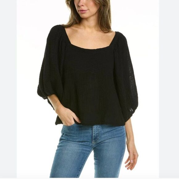 Michael Stars Black Kate Square Neck Top Size X-Large - Picture 1 of 7